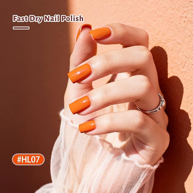 Autumn Maple Leaf Nail Polish Set -12 Colors Orange Purple Yellow Nude Pink Nail Polish Set With Base Coat and Top Coat Quick Dry Long Lasting Color Nail Polish for Holiday Gift Giving 5ML