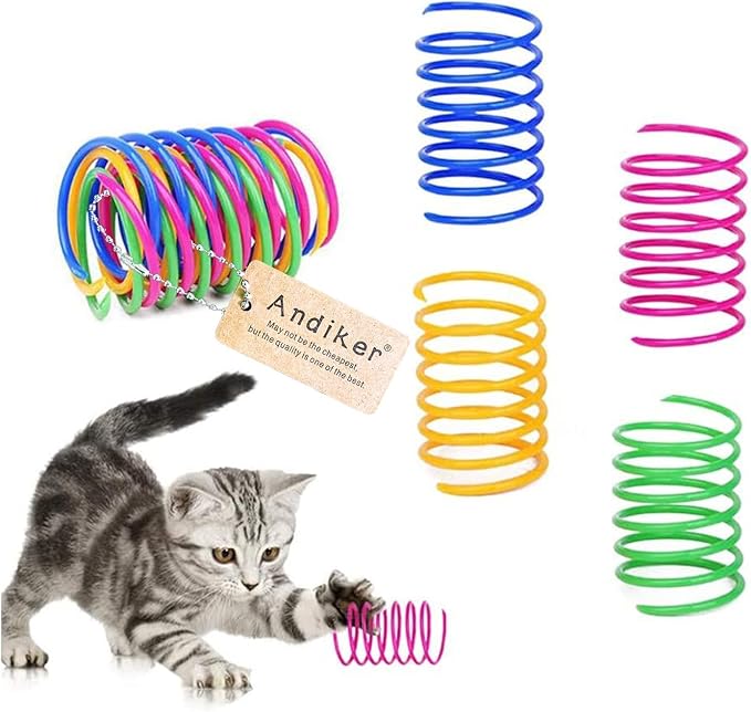 Andiker Cat Spring Toy, 12 Pc Colorful Cat Kicker Toys Interactive Cat Toys for Indoor Cats Swatting, Biting, Hunting to Kill Time and Keep Fit