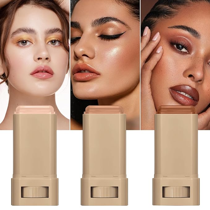 Tinted Solid Serum Foundation Stick – Skin Color | Lightweight Buildable Coverage, Natural Finish, 20g Travel-Friendly Makeup Stick for All Skin Types (Light Brown Shade)