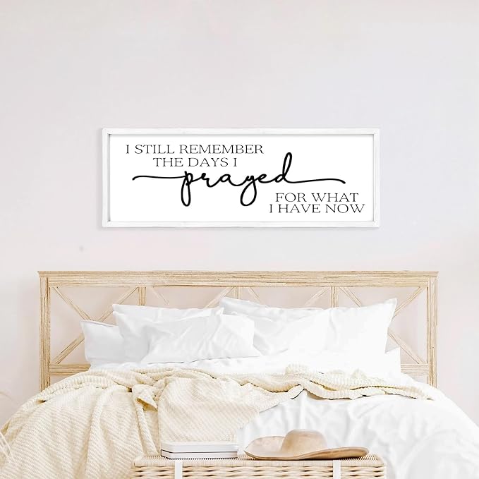 Large Wall Art - "I Still Remember The Days I Prayed for What I Have Now" - Inspiring Farmhouse Wall Decor for Bedroom, Above Bed Wall Decor, Living Room, or Dining Room Display, Rustic Bedroom Wall Art for Home Decor