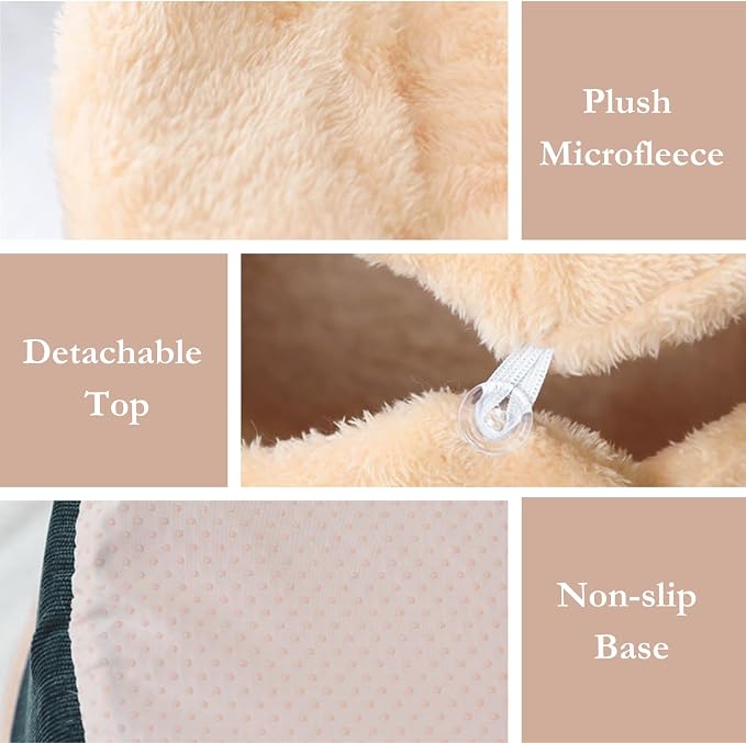Cat Bed Cave - Enclosed Hideaway with Detachable Lid for Kitten (Snow) | Covered round house, Removable top, Separate liner, Cozy privacy nook, Apartment-friendly shelter, Easy cleaning setup