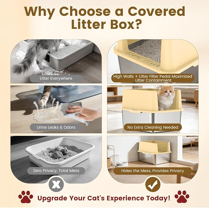 Stainless Steel Small Cat Litter Box, 11.8" High Sides, Low Entry | Non-Stick Surface for Easy Scooping, Odor-Resistant Stainless Steel, Anti-Leak Design, Compact Size for Small Spaces