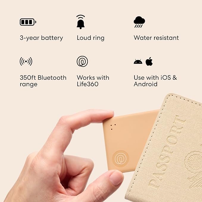 Life360 Tile Slim - Wallet Finder, Bluetooth Tracker and Item Locator for Luggage Tags, Passports and More. Both iOS and Android Compatible. Phone Finder. 1-Pack (Blush)