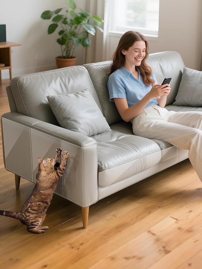 Acostop 10 Pack 17"x11.8" Cat Scratch Furniture Protector for Leather Couch | Easy to Remove Anti-Scratch Couch Protector from Cat, No Pins