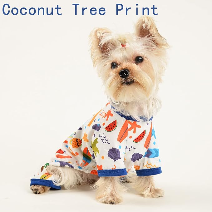 Dog Pajamas for Small Dogs Boy Girl, Dog Clothes Tiny Chihuahua Yorkie Spring Summer Shirt, Cute Puppy Outfit Pjs Jumpsuit Cat Onesie Apparel Pet Clothes