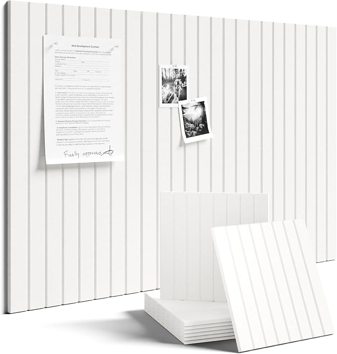 Fluxynara 36" x 24" Large Felt Bulletin Board, Milky White | 6 Pack Cork Board Alternative with 30 Safe Adhesive Tabs, Pin Boards for Wall Decor, Home, Office, Classroom,Dorm