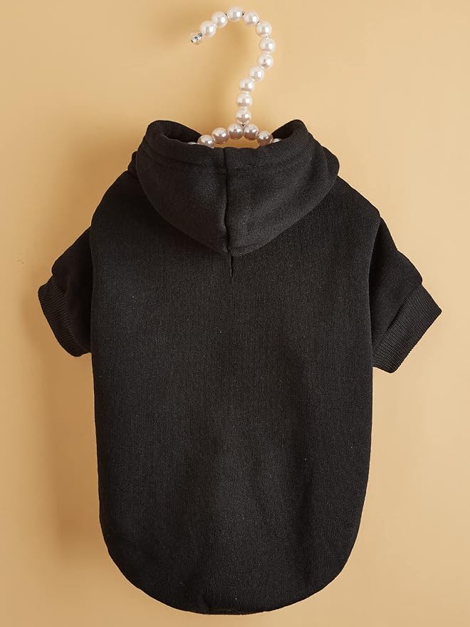 Basic Dog Hoodie Sweatshirt Puppy Sweater Warm Cat Costumes Pet Clothes for Chihuahua Puppy Kitten Small Medium Dogs Black Small