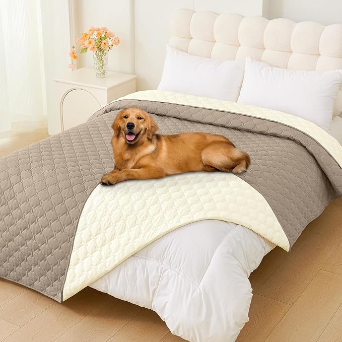 Smiry Waterproof Dog Bed Cover Blanket, Reversible Pet Blanket | Soft Reversible, Washable Leakproof Cats Dogs Couch Cover for Sofa, Couch, Furniture (82x82 Inch)