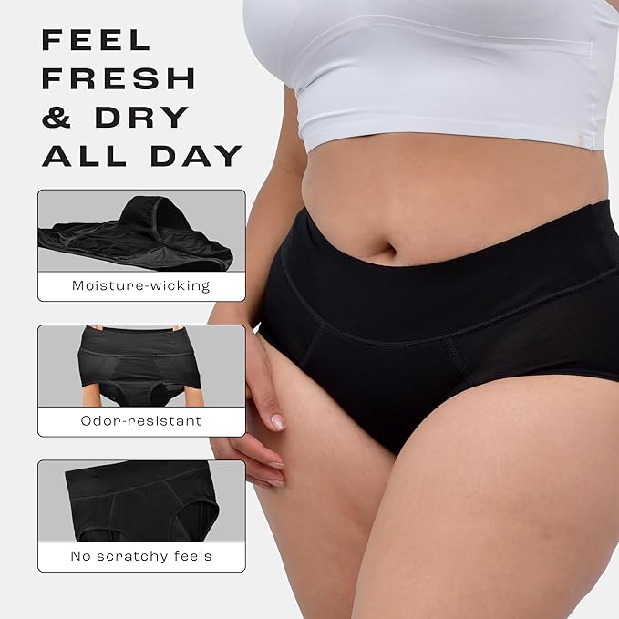 Bambody Absorbent Period Panties - Bamboo Rayon - Period Underwear for Women and Teens - All-Day Long - Overnight Protection