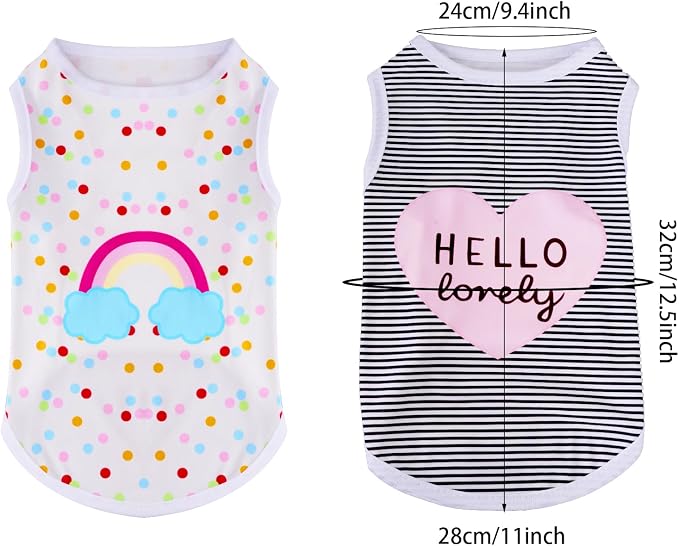 choyaxo 4pcs Dog Shirts Sleeveless Printed Pet Vest for Chiuahaha Small Medium Dogs Spring Summer