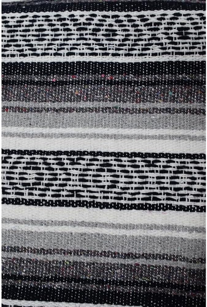 Open Road Goods Bulk Falsa Blankets - Handwoven Authentic Mexican Falsa - Great for Weddings, Yoga, Beach, Picnics, or Mexican Throw! (Black/Grey, 15 Pack)