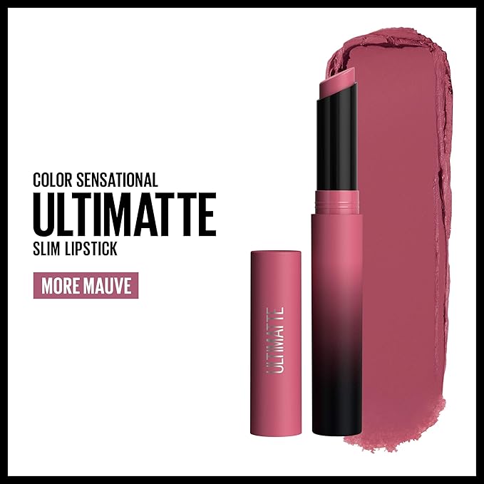 MAYBELLINE Color Sensational Ultimatte Matte Lipstick,Non-Drying,Intense Color Pigment,More Mauve,Purple Mauve Pink,(Pack of 2)