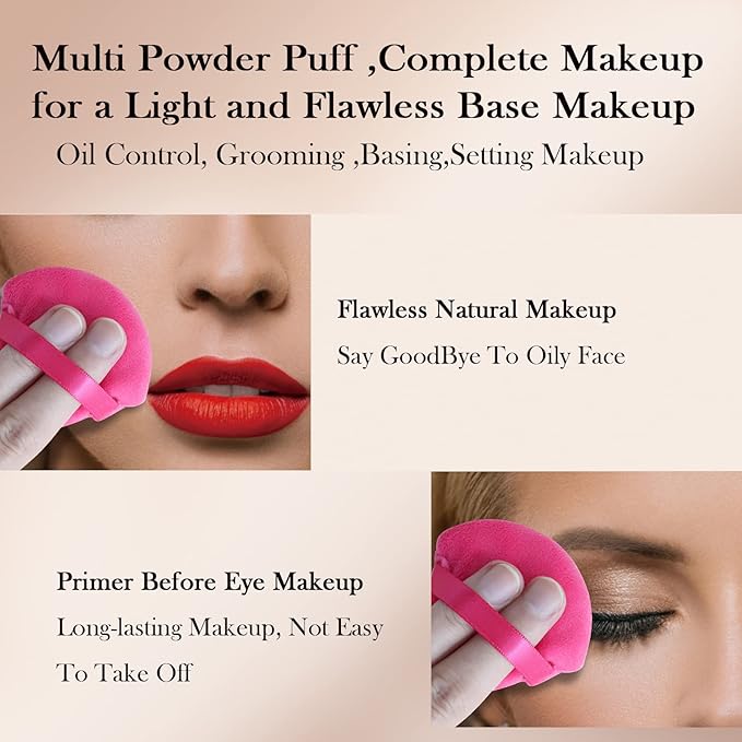 Powder Puffs Daubigny 6 Pieces Powder Puff Face Soft Triangle Makeup Puff for Loose Powder Mineral Powder Body Powder Velour Cosmetic Foundation Blender Sponge Beauty Makeup Tools(Rose Red)