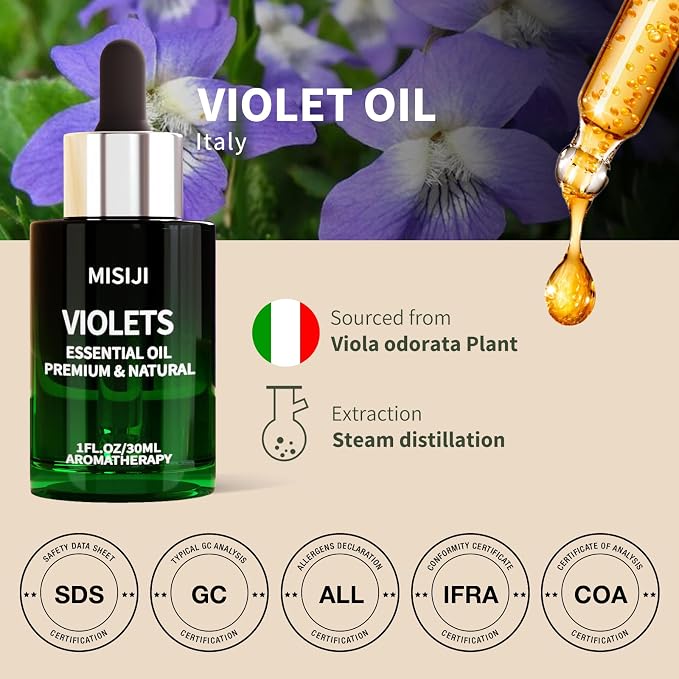 Hand Picking Violet Essential Oils-Essential Oils for Diffuser for Home,Diffuser Oils Scents for Aromatherapy,Laundry,Candle&Soap Making,Humidifiers 1 FL.OZ