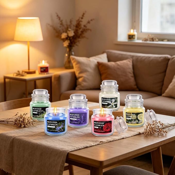 12-Pack 3.5oz Scented Candles Gift Set - Natural Soy Wax, Cotton Wick Aromatherapy Candles, Six Different Fragrances for Home Decor & Perfect Summer Gifts.