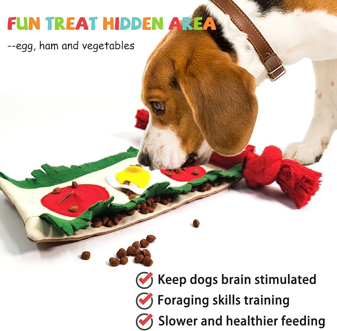 lilfrd Burrito Snuffle Mat Dog Toy, Squeaky Crinkle Rope Puzzle Taco Toy