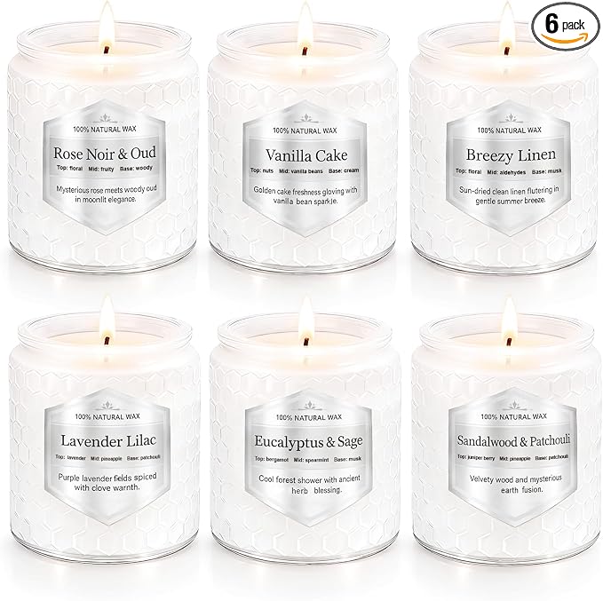 Scented Candles Gift Set for Women, 6 Pack Aromatherapy Soy Candles for Home, Long Lasting Decorative Jar Candles for Birthday, Relaxation, Self Care