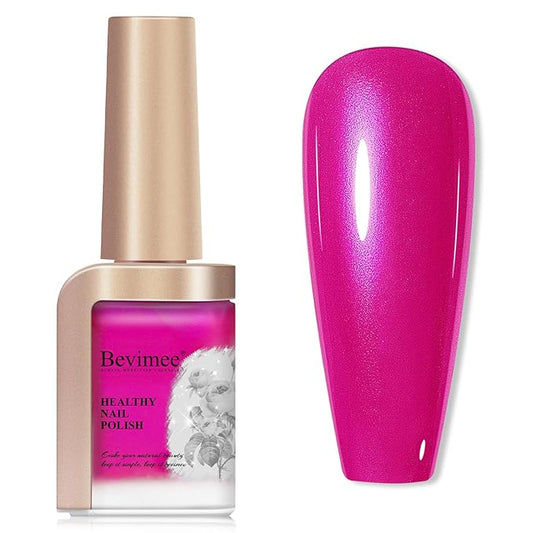 Valentine's Day Nail Polish Quick Dry, Hot Pink Nail Lacquer Nail Art Polish Non-Gel Air Fast Drying, Shimmer Pink Nail Pigment High Coverage Fingernail Concealer Polish for Gift