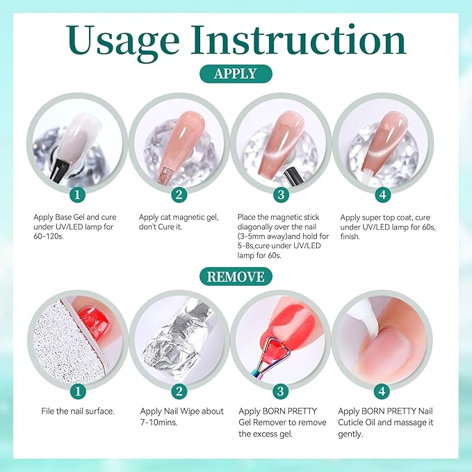 Born Pretty Dark Green Cat Magnetic Eye Gel Polish,2026 Spring Summer Fruit Dark Green Holographic Glitter Shimmer Translucent Sheer Magnetic Gel Polish Salon DIY at Home
