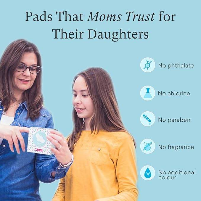 PurComfy Teens Period Pads with Wings for Tweens, Organic Cotton Sanitary Pads for Teen Girls 9-14, Mini Petite, 15 CT (Pack of 2)