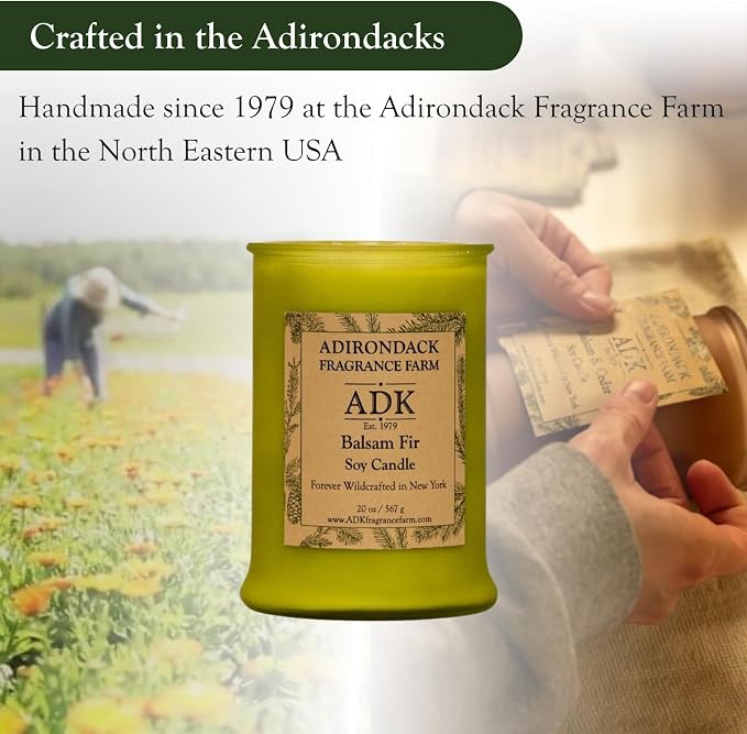 Adirondack Fragrance & Flavor Farm Balsam & Fir Scented Candle 4.5 Oz | Proudly Poured in The USA, Natural Aromatherapy Wax for Relaxation, Home Décor, Kitchen, Gift and Living Spaces