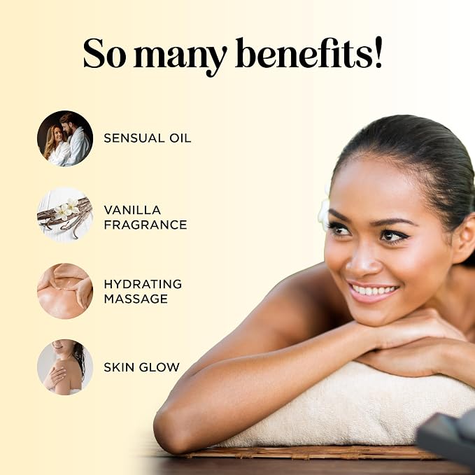 Luxurious Vanilla & Relaxing Muscle Massage Oil Set - Aromatherapy Full Body Massage Oil for Couples Bundle with Naturally Scented Vegan & Non GMO Ingredients (8 Fl Oz Each)