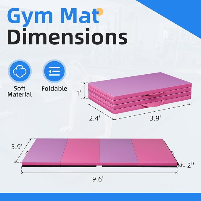 Polar Aurora 4'x10'x2 Thick Folding Gymnastics Exercise Mat Aerobics Stretching Yoga Mats
