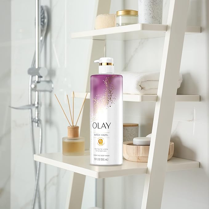 Olay Moisturizing Body Wash for Women with Witch Hazel and Vitamin B3, 20 fl oz (Pack of 4)