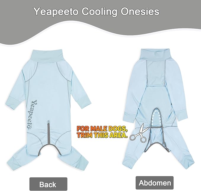Dog Sun Protection Cooling Suit UPF 50+, Quick-Dry Breathable Jumpsuit for Large & Medium Dogs, Outdoor Dirt-Resistant Shedding Control Pet Apparel (Ice Blue, 4X-Large)