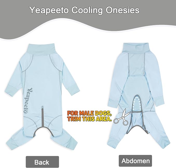 Dog Sun Protection Cooling Suit UPF 50+, Quick-Dry Breathable Jumpsuit for Large & Medium Dogs, Outdoor Dirt-Resistant Shedding Control Pet Apparel (Ice Blue, X-Large)