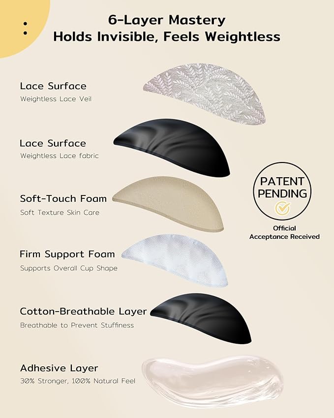 Niidor Adhesive Bra Strapless Sticky Invisible Push up Silicone Bra for Backless Dress with Reusable Nipple Covers