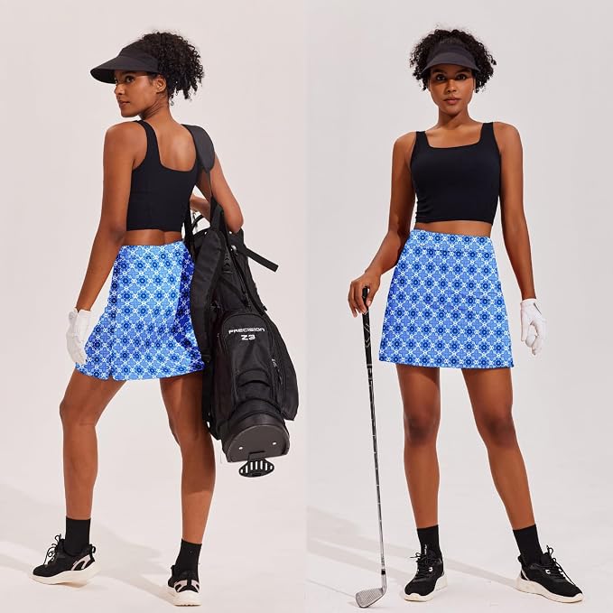 Ekouaer 16" Skorts for Women with Pockets Golf Pickleball Tennis Skirt | Silicone Grippers,2 Inner Pockets,Wide Waist,Side Slit Hem,Breathable,Soft,Lightweight