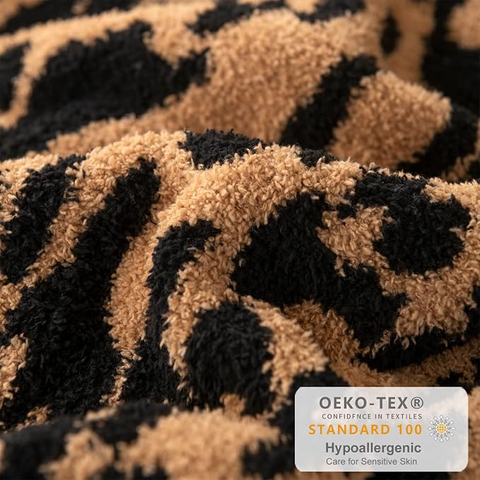 MH MYLUNE HOME Ultra Soft Leopard Throw Blanket Plush, Brown, 50"x60" | Reversible Cheetah Print Blanket, Comfy Fluffy Fuzzy Plush Blanket Throws for Couch Bed, Cozy Blankets for Women Gift