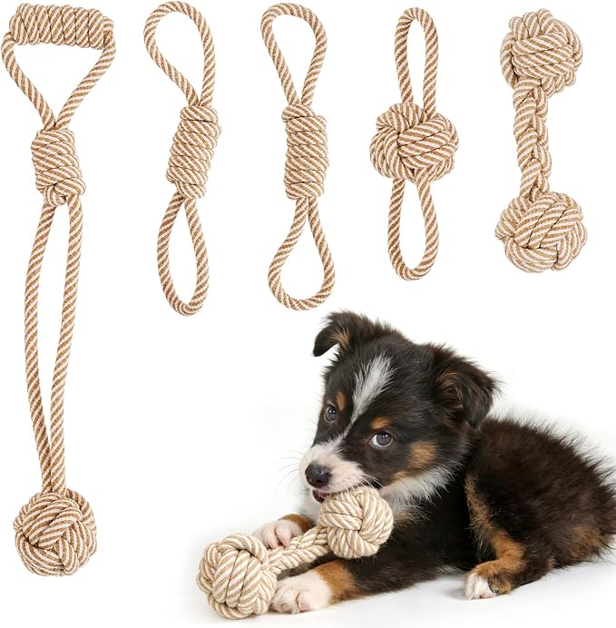 Dog Rope Toy for Small Dog 5pcs, Natural Chew Toys for Puppy, Medium Dogs
