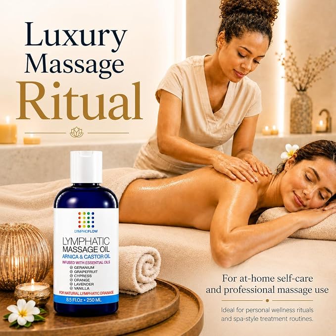 Bruizex Lymphatic Drainage Massage Oil with Arnica & Cold Pressed Castor Oil- Lightweight Non-Greasy Body Massage Oil for Daily Lymphatic Massage, Aftercare Routine, Post Surgery, BBL, Lipo - 8.5 Oz