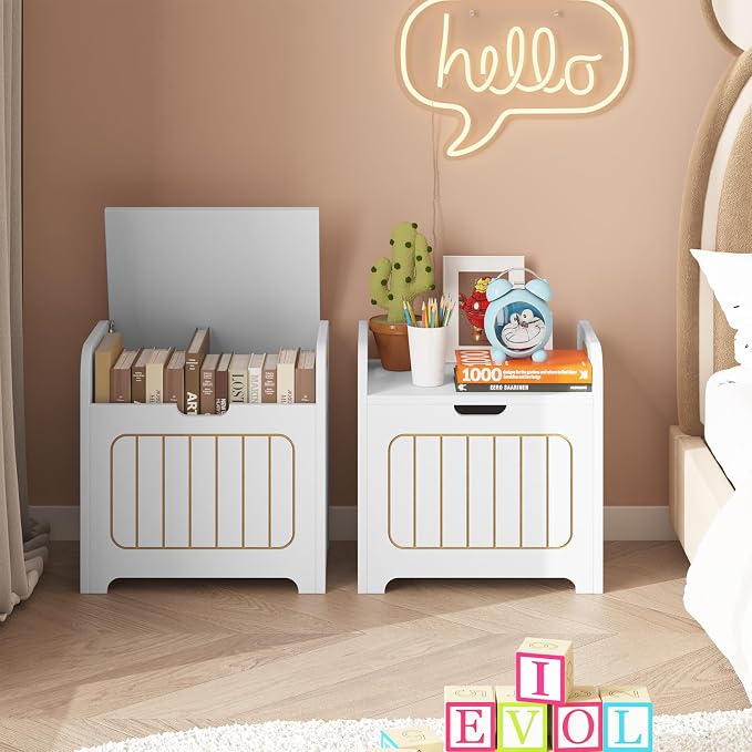 Aenuert Storage Chests, Small Cube Organizer Box,Wooden Entryway Storage (White, With Handle)