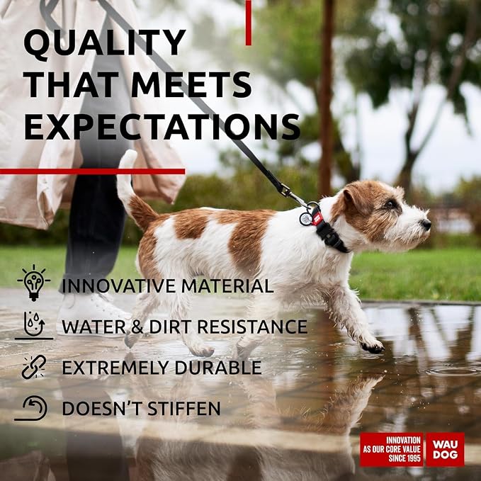 WAUDOG Waterproof Dog Collar Airtag Holder QR Tag Small Medium Large Dogs | Water and Dirt Resistant, Quick Dry QR Pet Tag Adjustable Durable Comfort for Male and Female Dogs Outdoor Walking Training