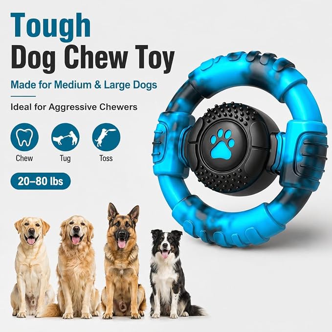 Pamlulu Tough Dog Toys for Aggressive Chewers, Indestructible Dog Toy for Large Dogs, Nylon Chew Toys for Medium Large Breed, Interactive Dog Toys to Keep Them Busy, Dog Birthday