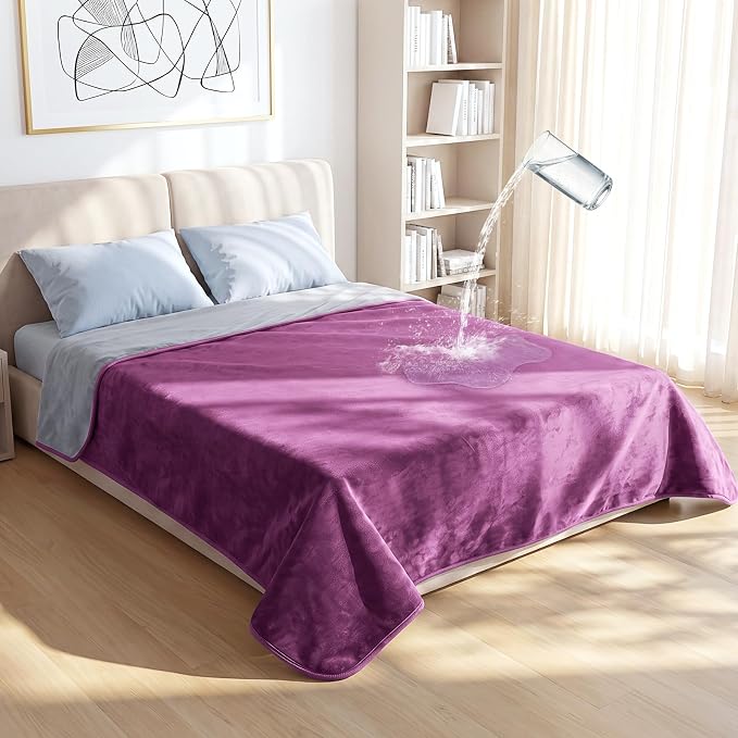 Waterproof Blanket for Queen Bed, Couch, and Sofa, 80"x90", Puppy | Reversible Soft Flannel Throw, Furniture Protector, Spill-Proof, for Family, Dog, Cat, Camping, Travel, Noise Free