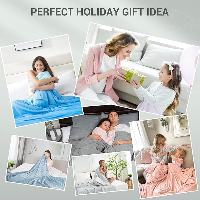 Elegear Arc-Chill 3.0 Cooling Blankets for Hot Sleepers, Twin Size, Blue | Q-Max>0.5 Cooling Fabric, Absorbs Heat to Keep Body Cool, Breathable Summer Blankets for Night Sweats & Menopause, 79"x86"