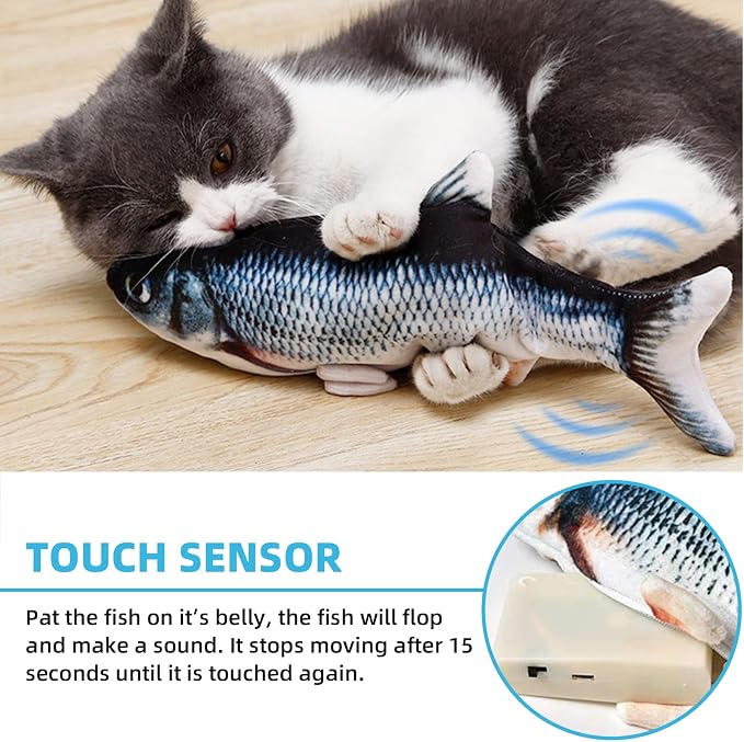 Tocirelo Cat Toys Flopping Fish with Catnip, Moving Interactive Cat Toy