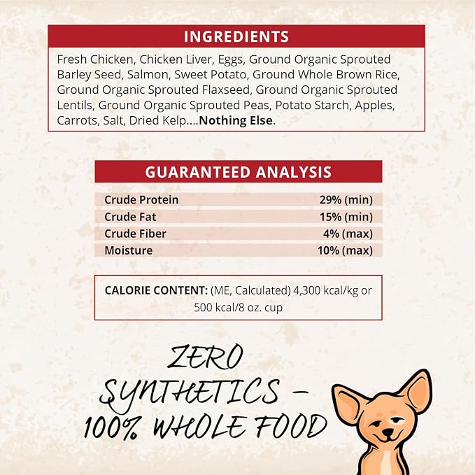 CARNA4 Gentle Quick-Baked Air-Dried Dog Food, Chicken Recipe, 6lb | Fresh Chicken, Liver, Whole Eggs & Organic Sprouted Seeds, Never Extruded, No Synthetic Vitamins or Minerals