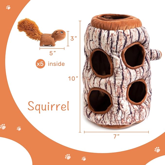Hollypet Squeaky Hide and Seek Dog Toys for Small and Medium, Squirrel