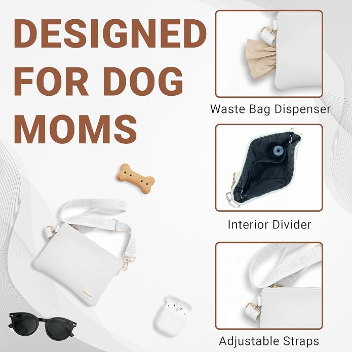 Dog Treat Pouch, Crossbody Treat Bag with Secure Pockets, Poop Bag Dispenser for Dog Moms, Walks, & Training