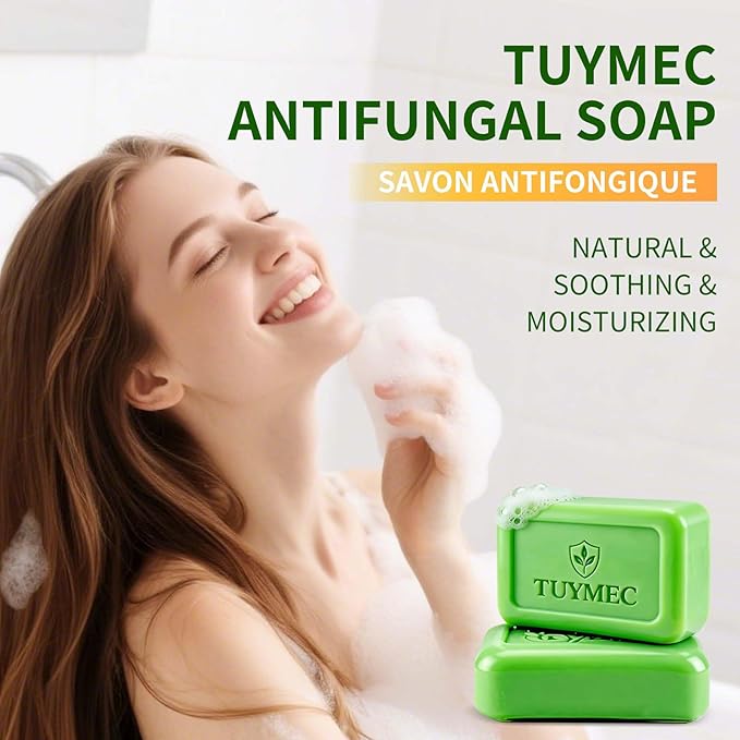 Tuymec Antifungal Bar Soap - Skin Fungus Treatment for Athlete’s Foot, Jock Itch & Ringworm - Medicated Anti Fungal Skin Soap with Clotrimazole 1% & Tea Tree Oil (2 Bars, 1 Case)