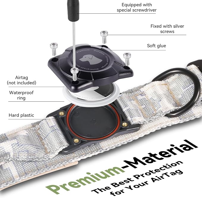 2026 Upgrade Waterproof Tactical AirTag Dog Collar, Built in AirTag Holder | Comfortable Control Handle, Quick Release Metal Buckle, Durable 1000D Nylon, For Medium to Large Dogs, Digital camo, XL