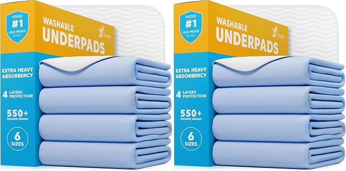 Washable Underpads - Large Bed Pads for use as Incontinence Bed Pads, Reusable Pet Pads, Great for Dogs, Cats, Bunny, Seniors Bed Pad (Pack of 8 - 30x34)
