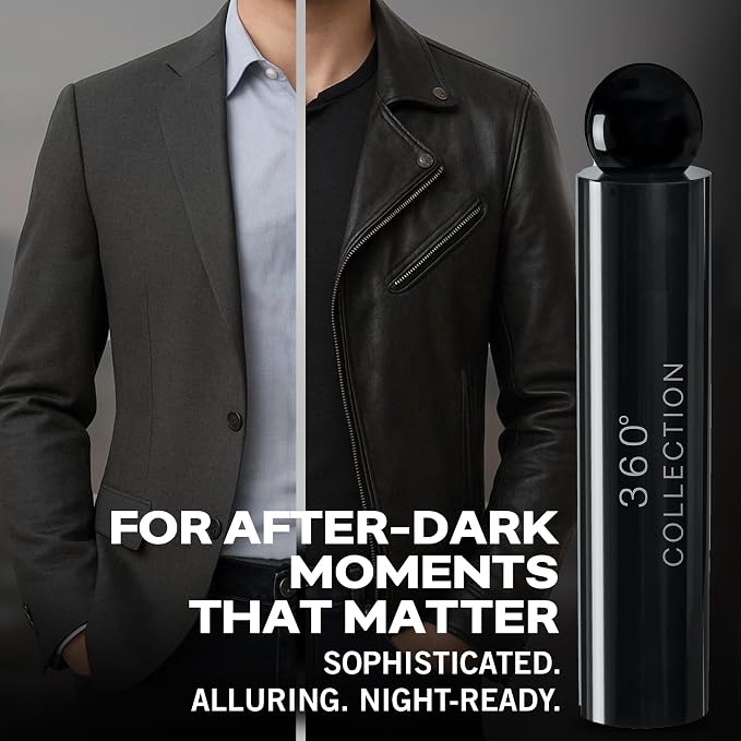 Perry Ellis 360° Collection Noir Eau De Toilette Spray for Men - Mens Cologne, Designer Scent for Him, Long Lasting EDT, Warm & Spicy Leathery Fragrance - 1.7 fl oz (50 mL)