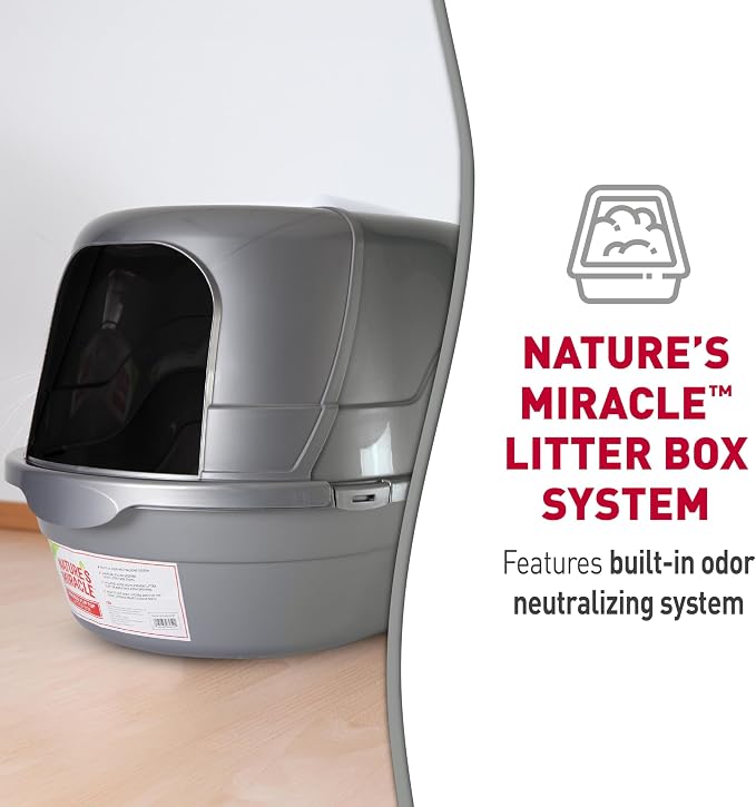 Nature's Miracle Hooded Flip Top Cat Litter Box with Charcoal Filter | Easy to Clean With Flip Top & Simple Latches, Charcoal Filter Absorbs Odor, Non-Stick Surface Prevents Litter Build-Up