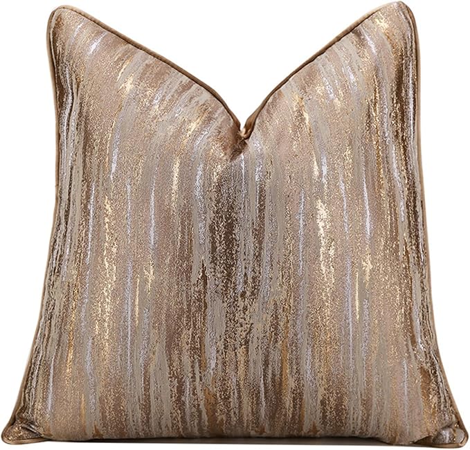 vctops Gold Decorative Luxurious Throw Pillow Covers Jacquard Square Cushion Cases Pillowcase for Bed Sofa Couch Chair Car Home Decor (Gold C,18"x18")